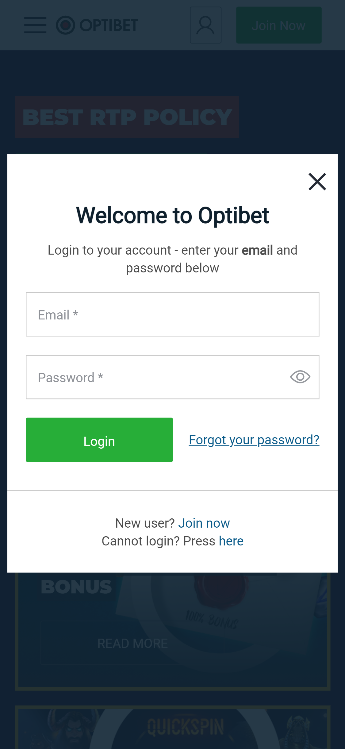 OptiBet Casino Mobile Login Review