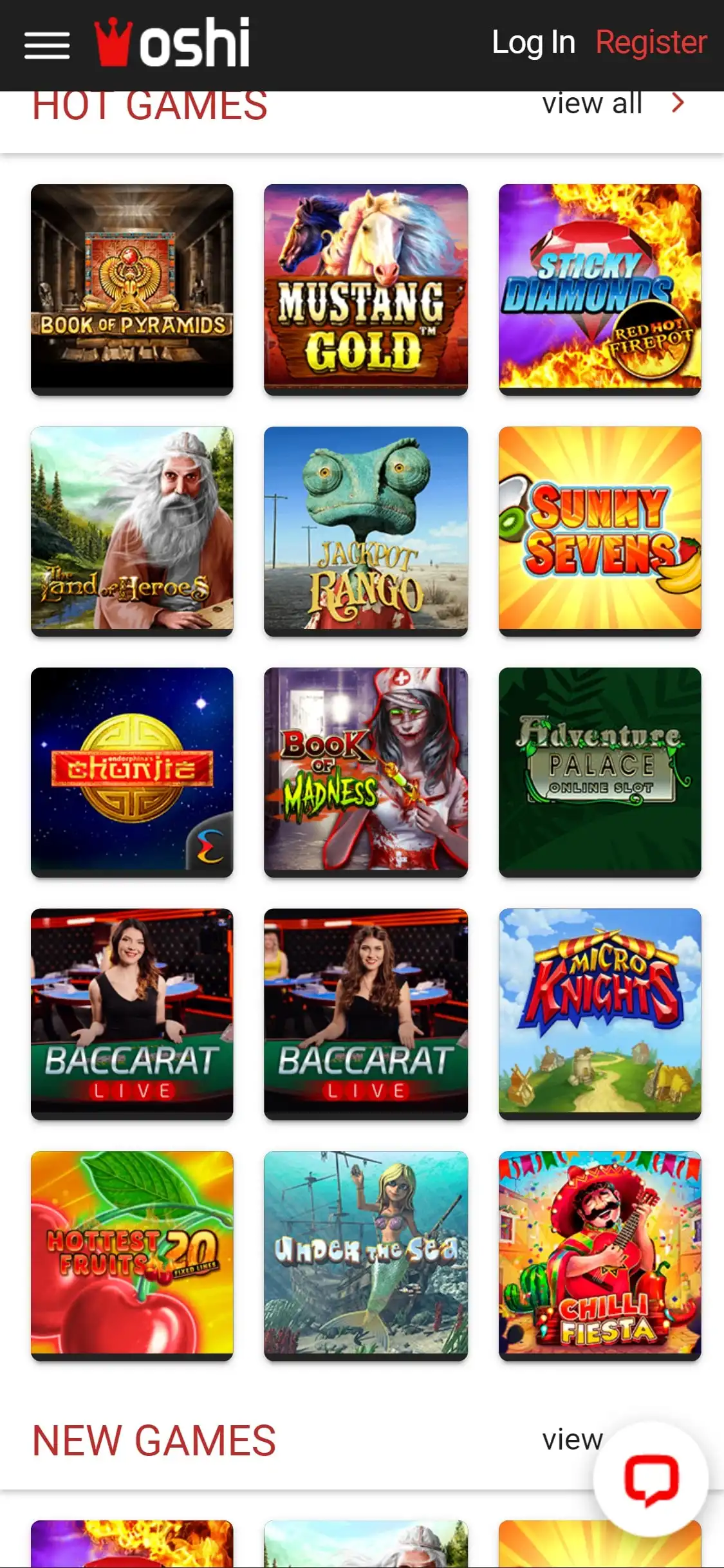 Oshi Casino Mobile Games Review