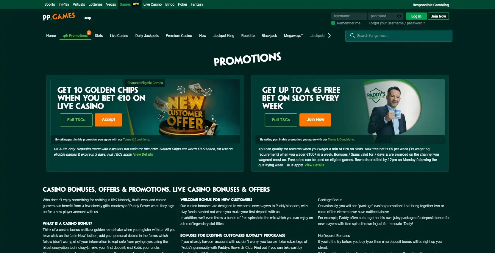 Paddy Power Casino No Deposit Bonus