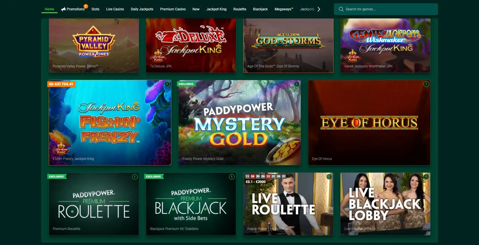 Paddy Power Casino Games