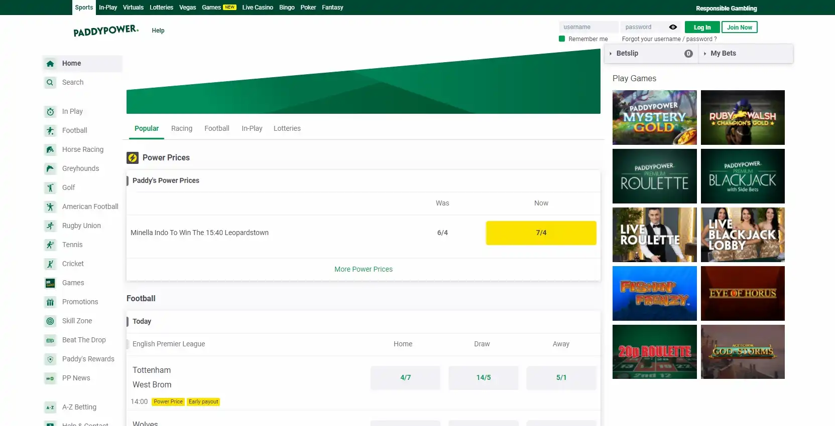 Paddy Power Casino Review