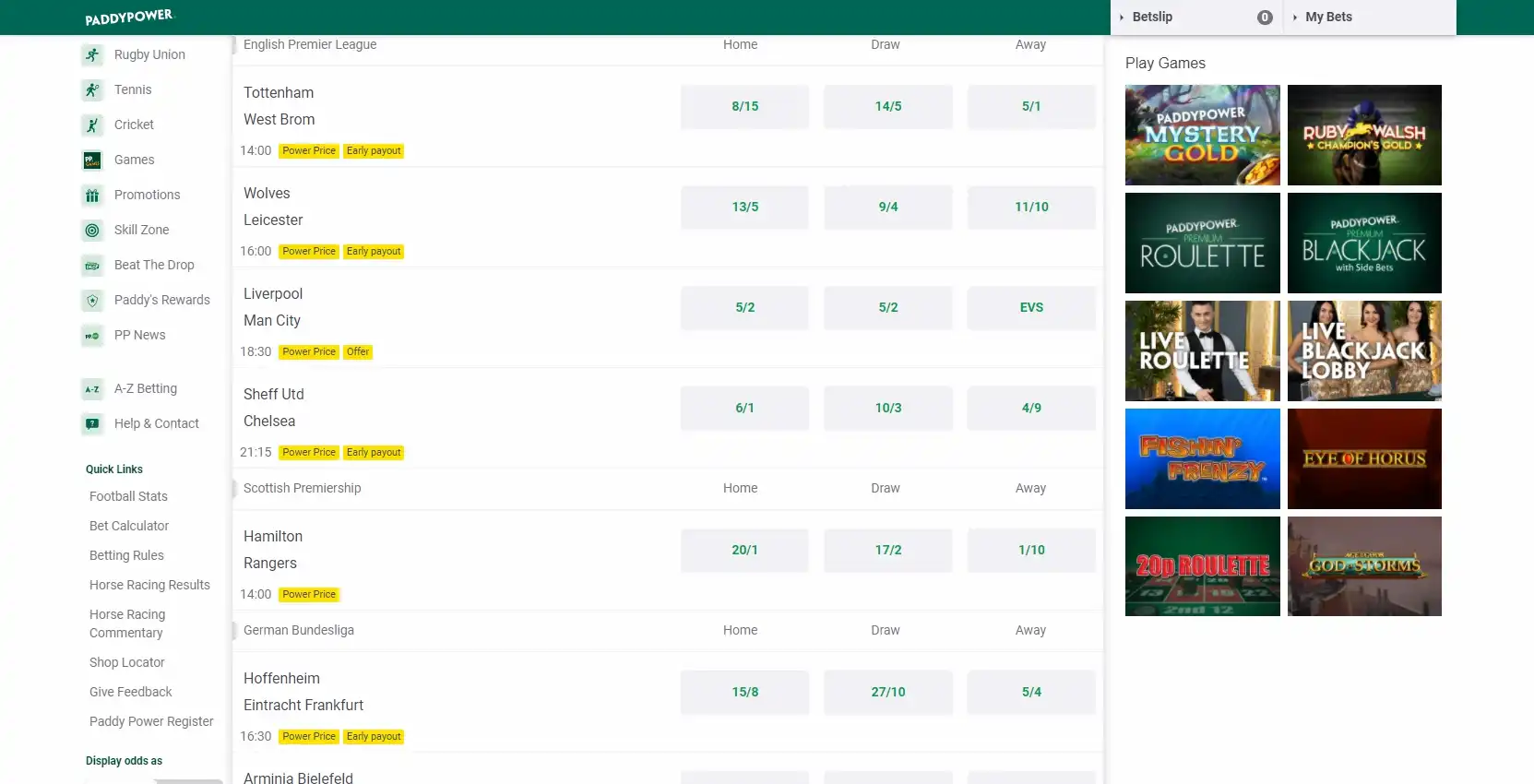 Paddy Power Casino Betting