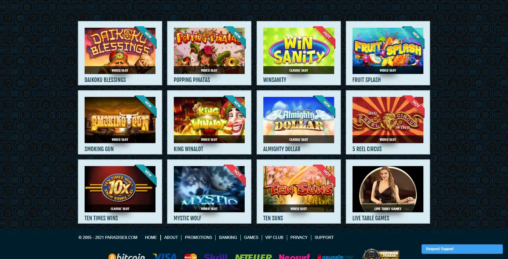 Paradise 8 Casino Games