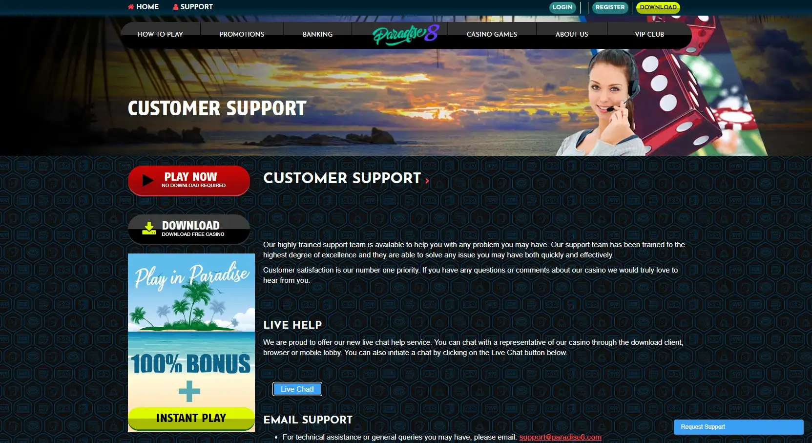Paradise 8 Casino Support