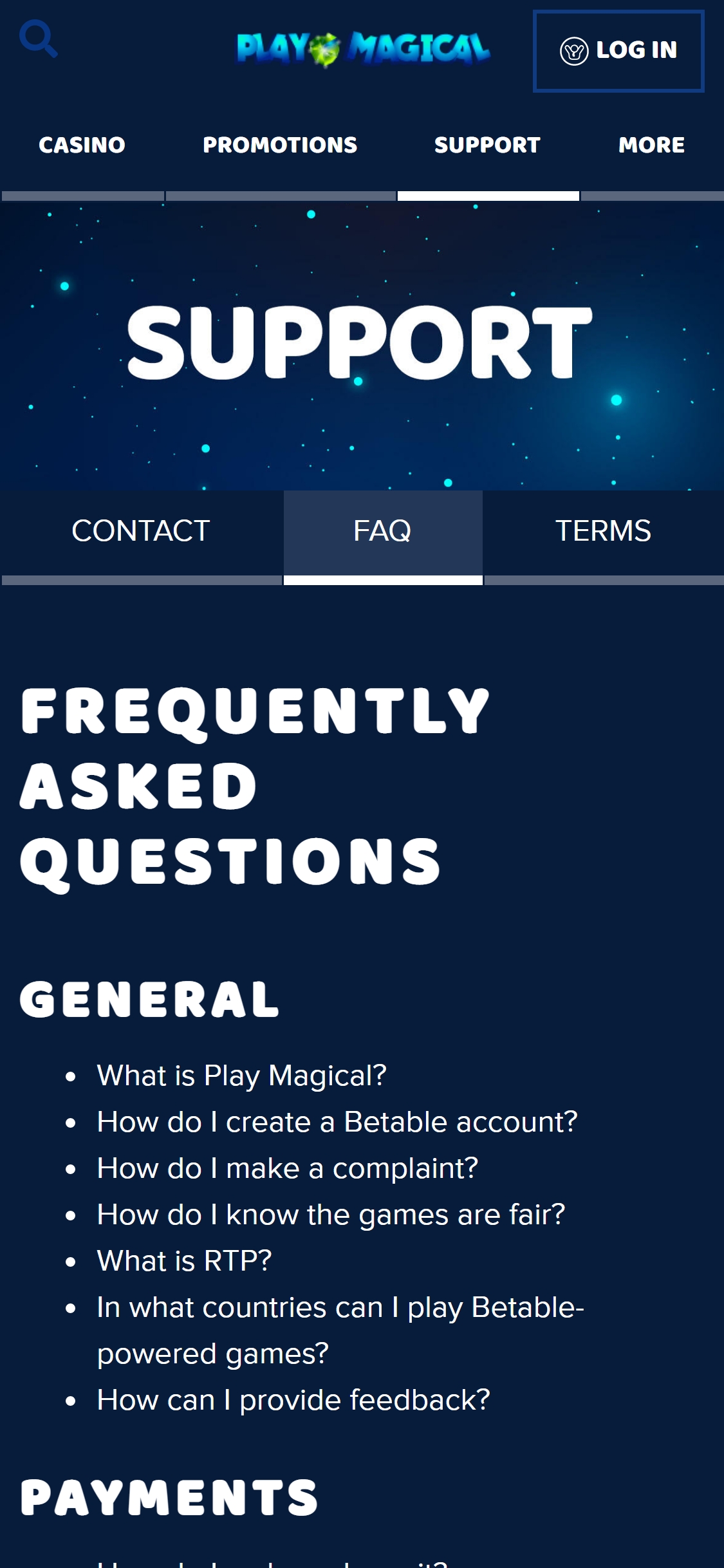 Play Magical Casino Mobile Support Review