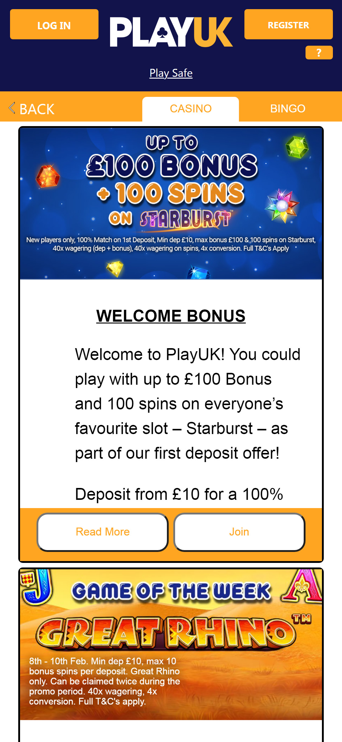 Play UK Casino Mobile No Deposit Bonus Review