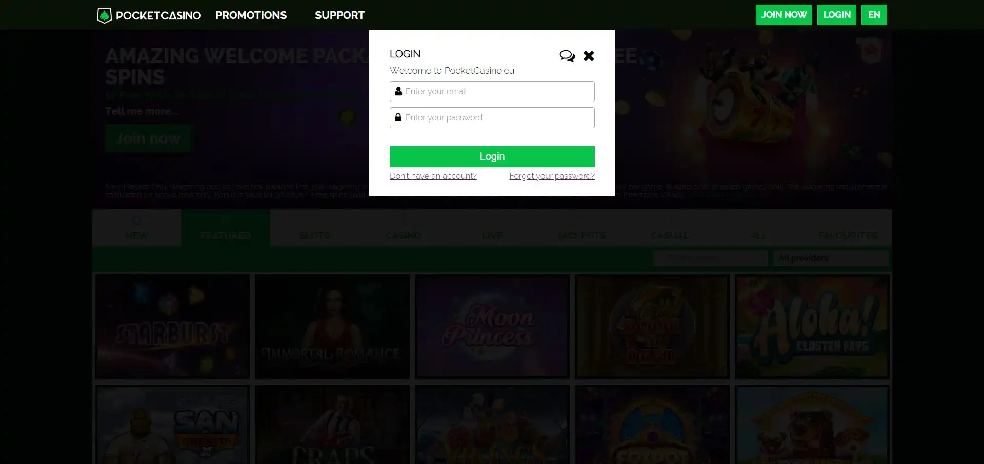 Pocket Casino Login