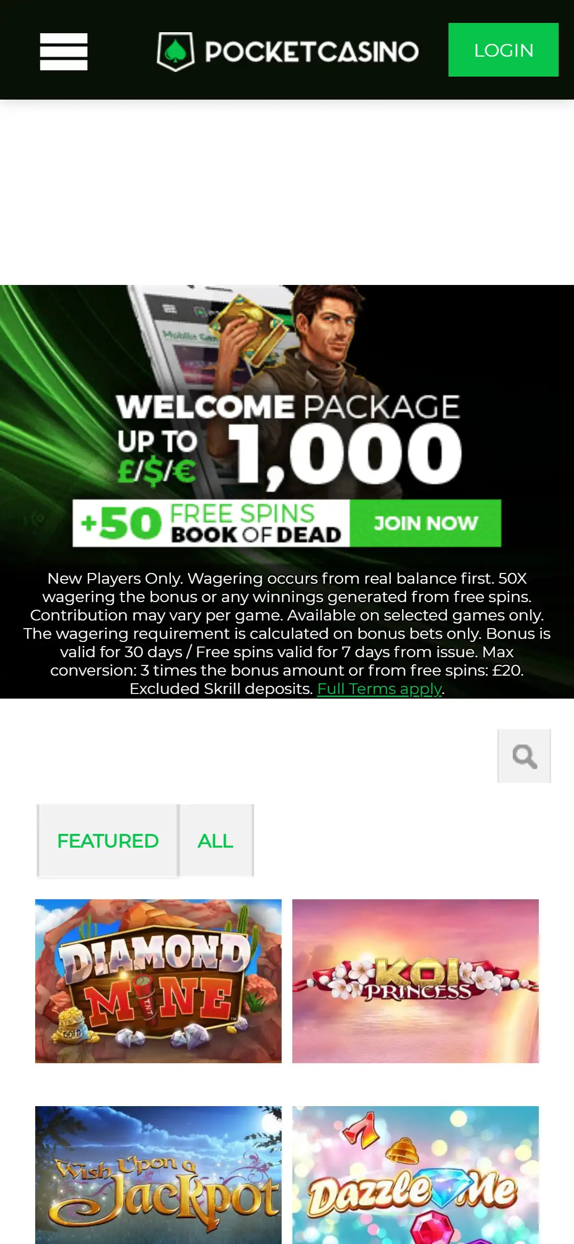Pocket Casino Mobile Review