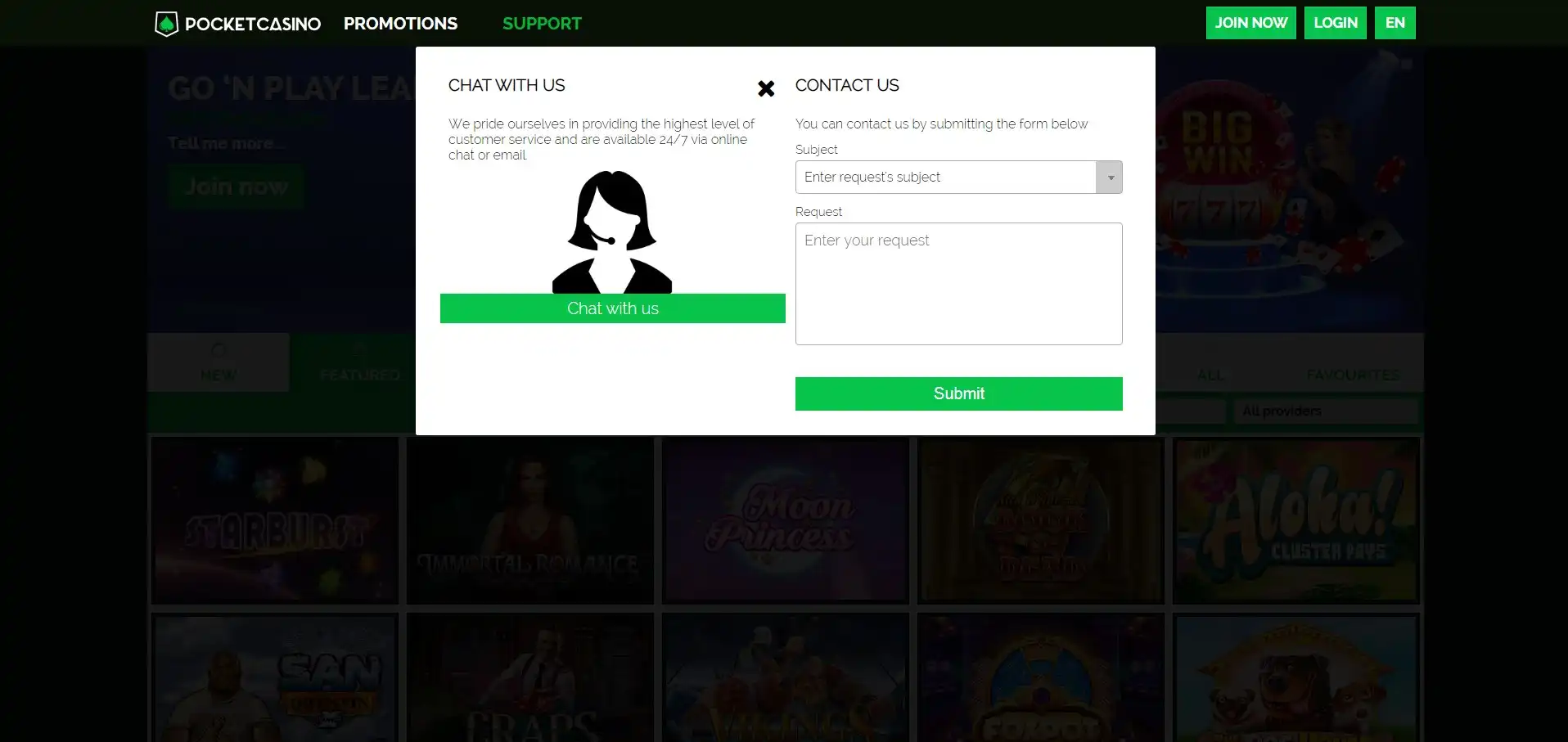 Pocket Casino Support
