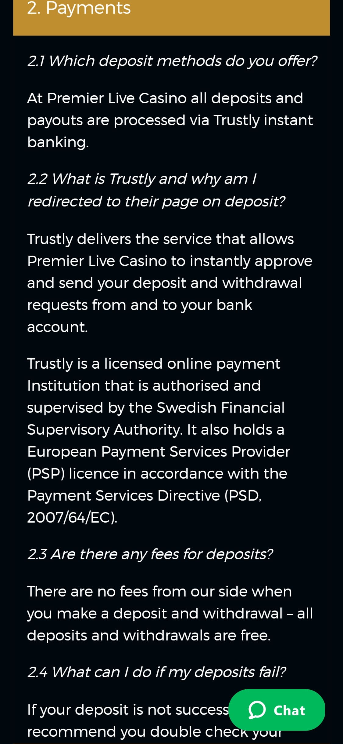 Premier Live Casino Mobile Payment Methods Review