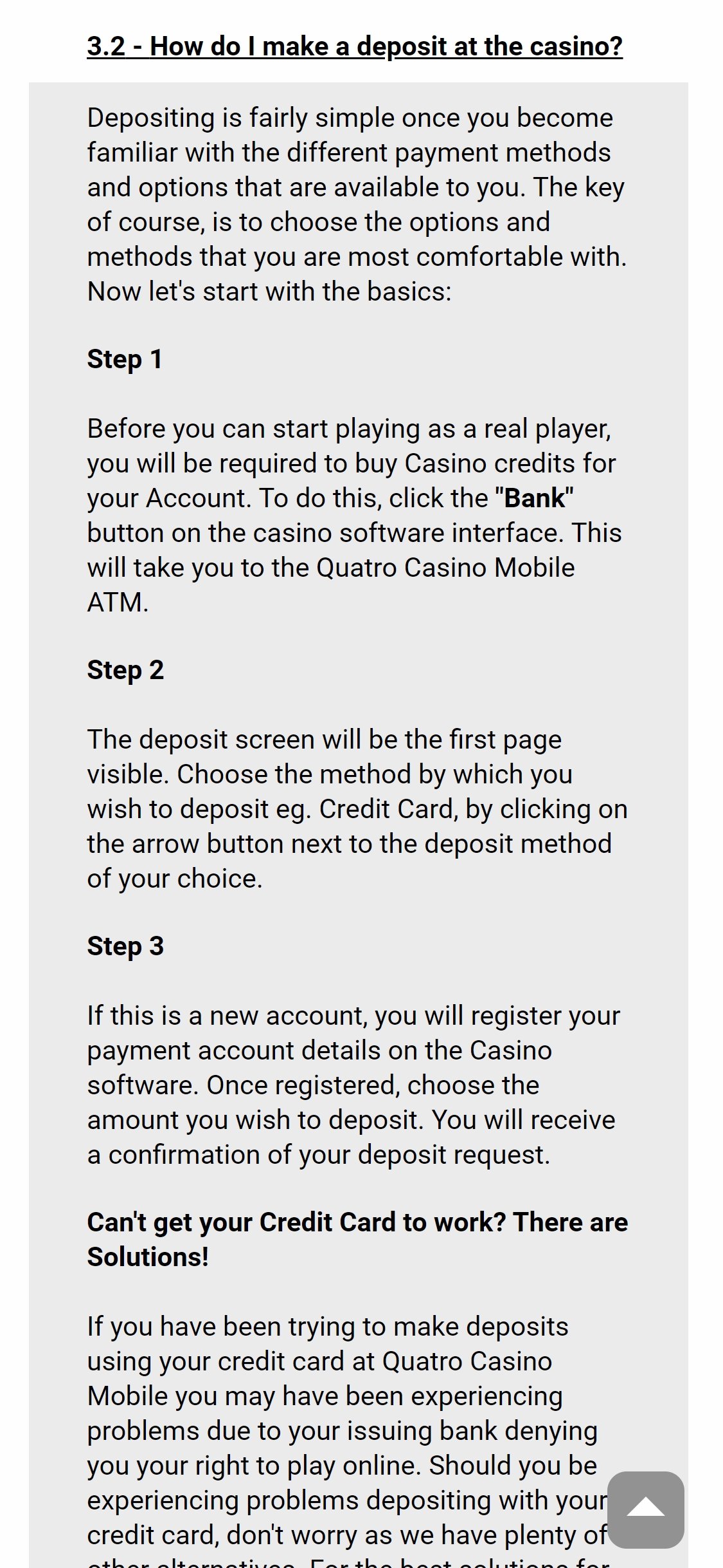 Quatro Casino Mobile Payment Methods Review