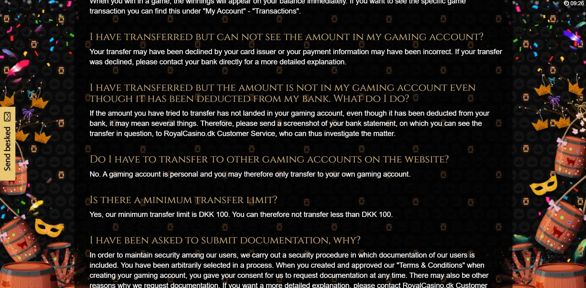 RoyalCasino Payment Methods