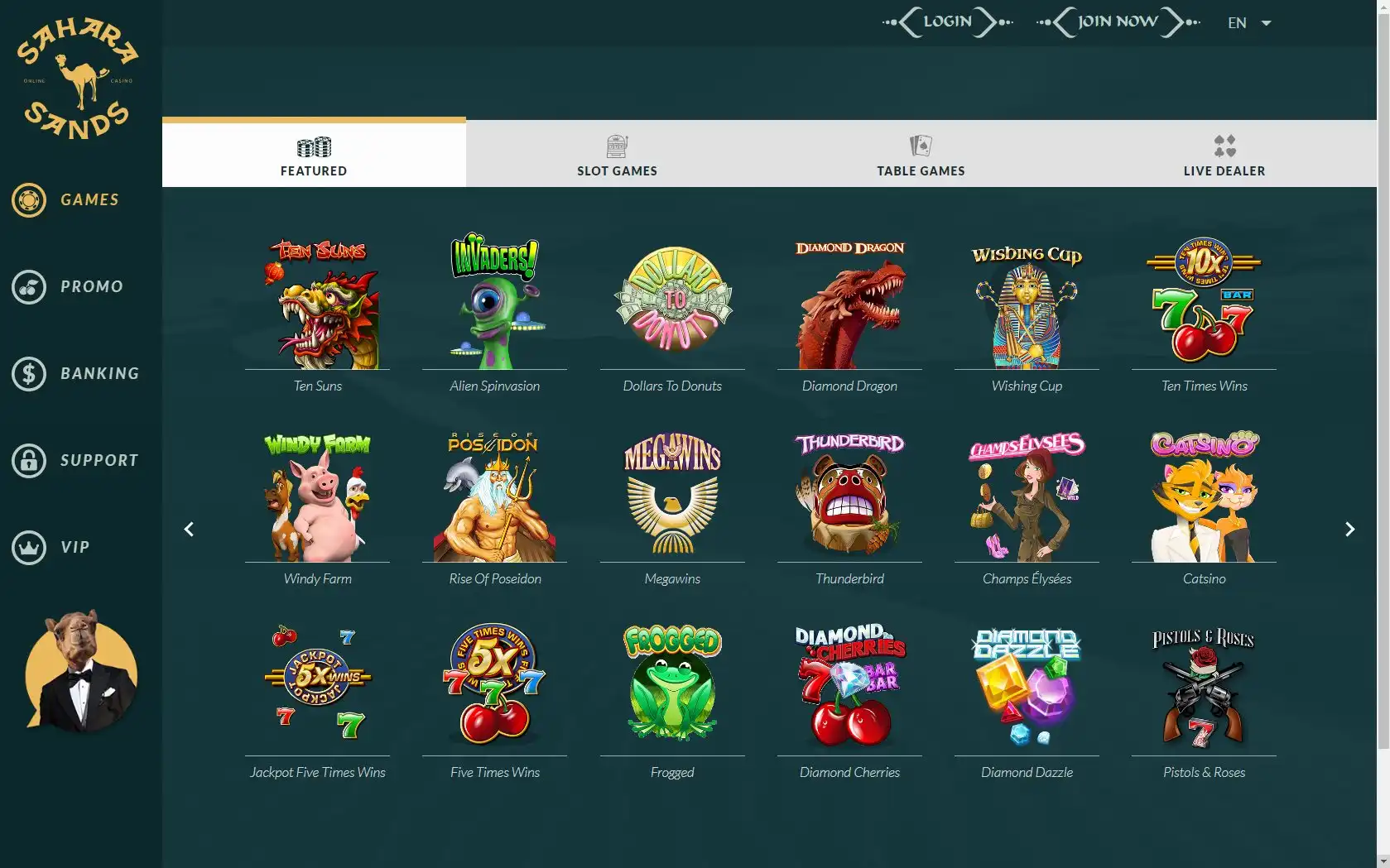 Sahara Sands Casino Games