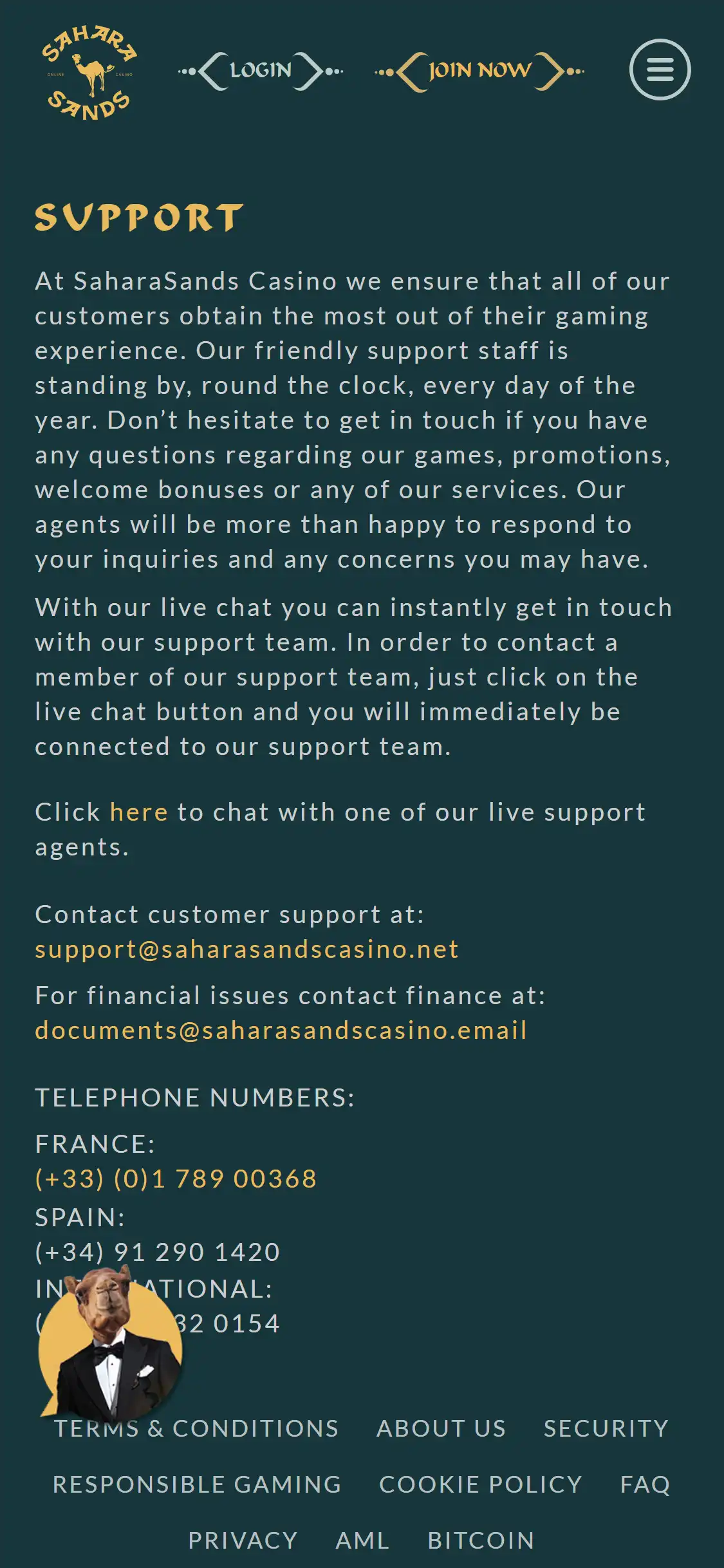 Sahara Sands Casino Mobile Support Review