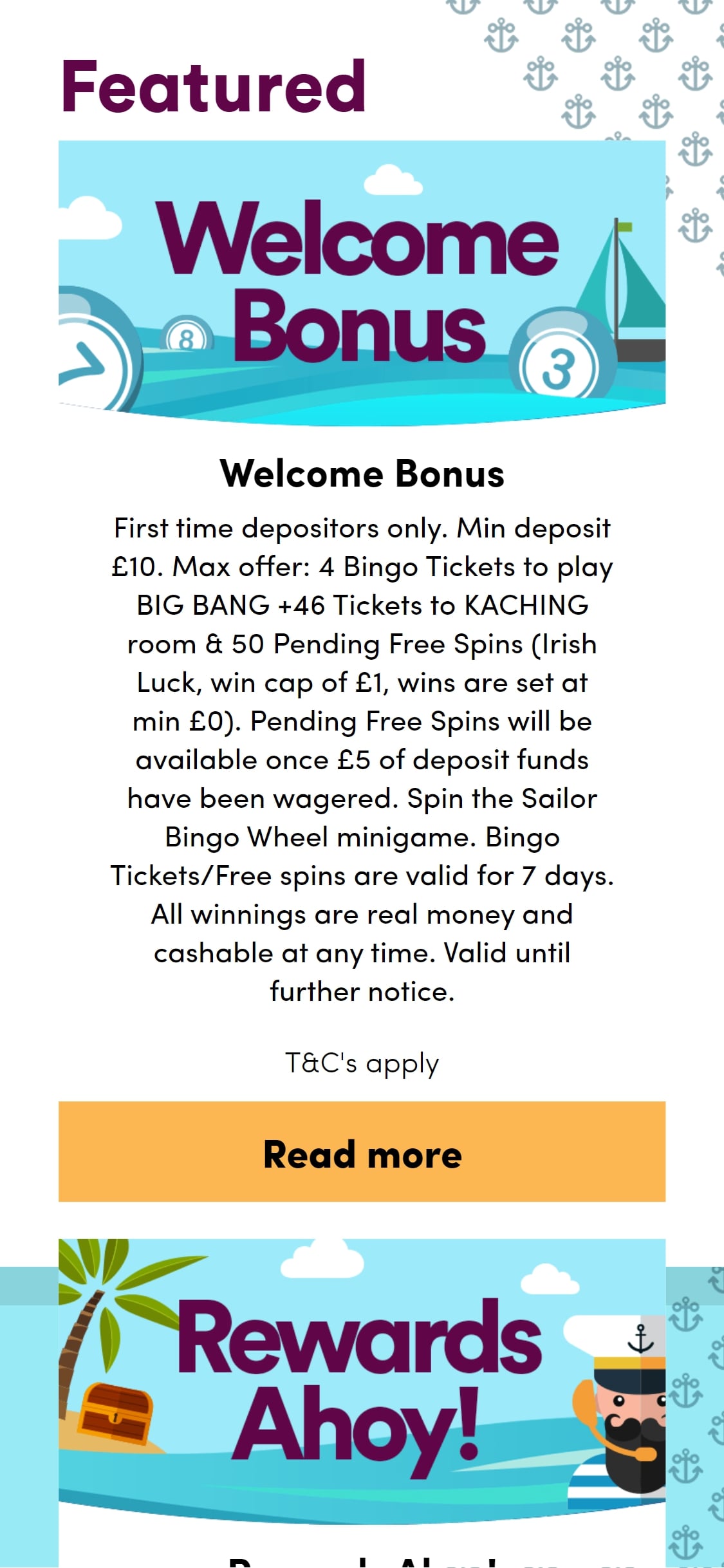 Sailor Bingo Casino Mobile No Deposit Bonus Review