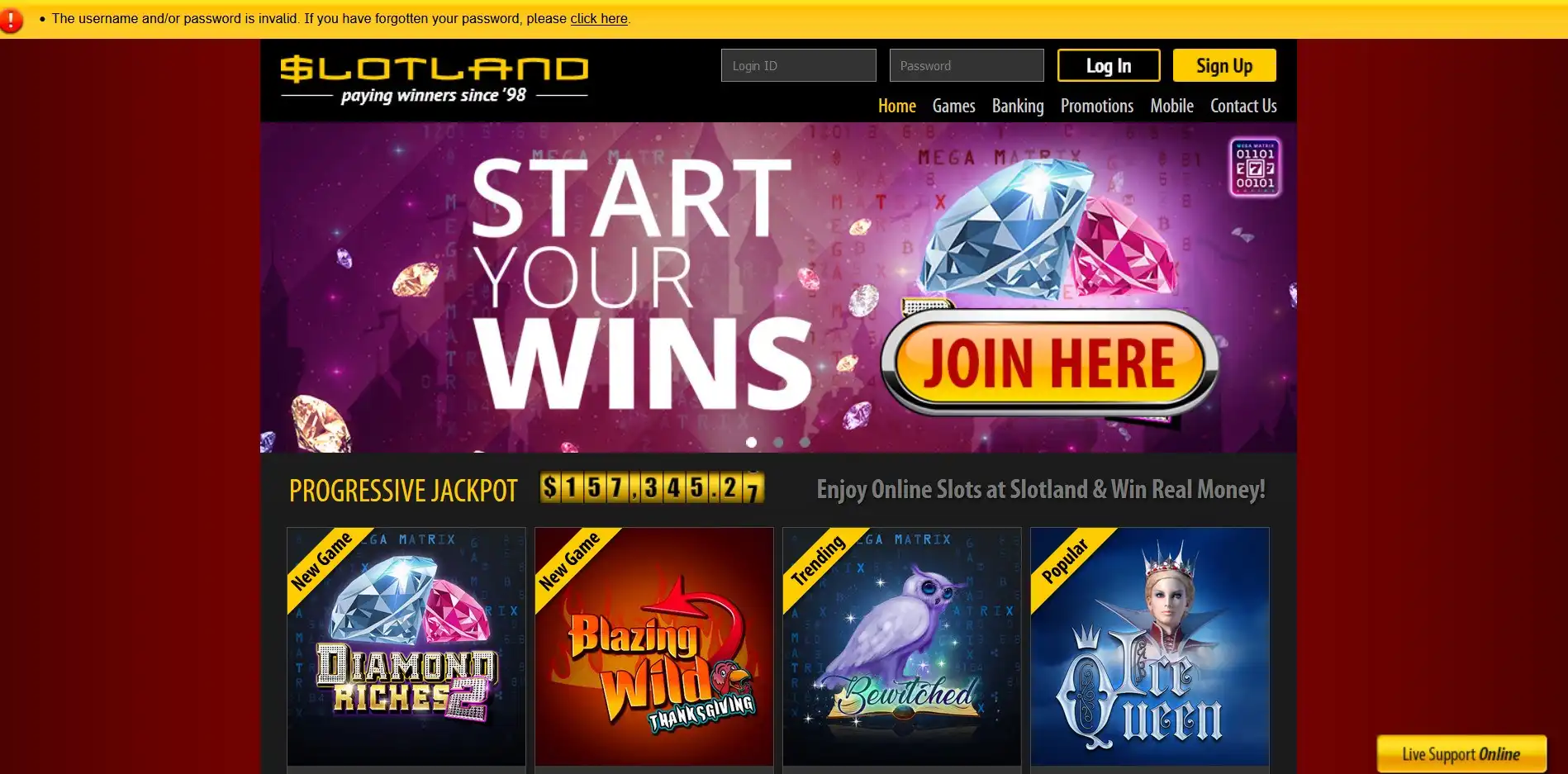 Slot Land Casino Login