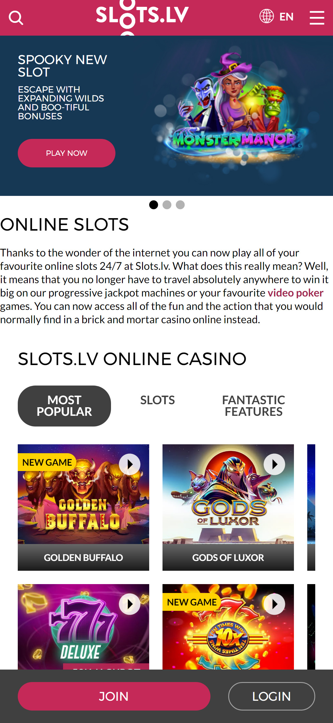 Slots.lv Casino Mobile Review