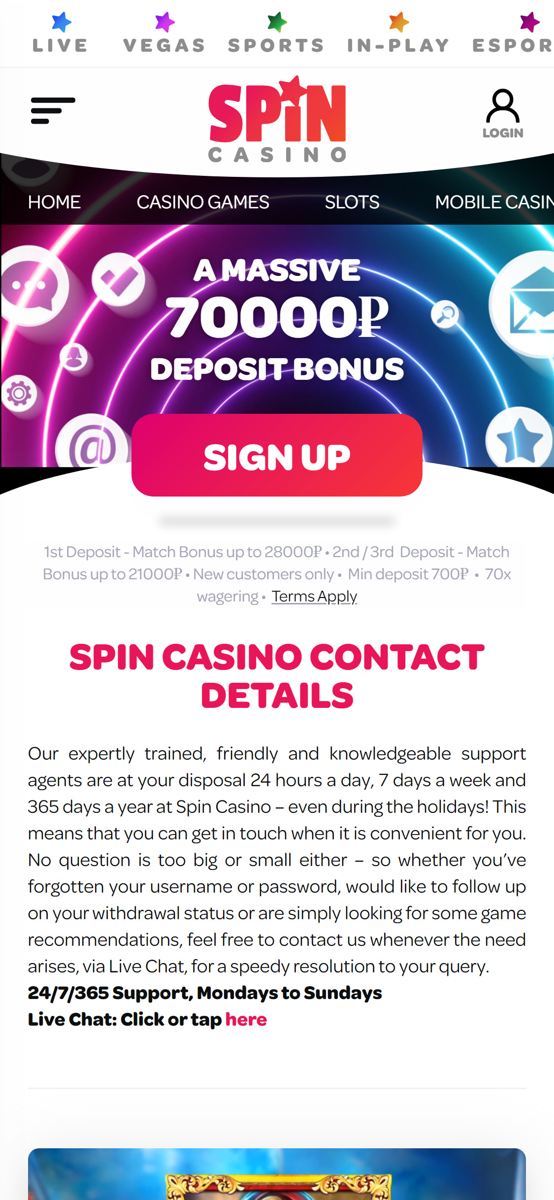 Spin Casino Mobile Support Review