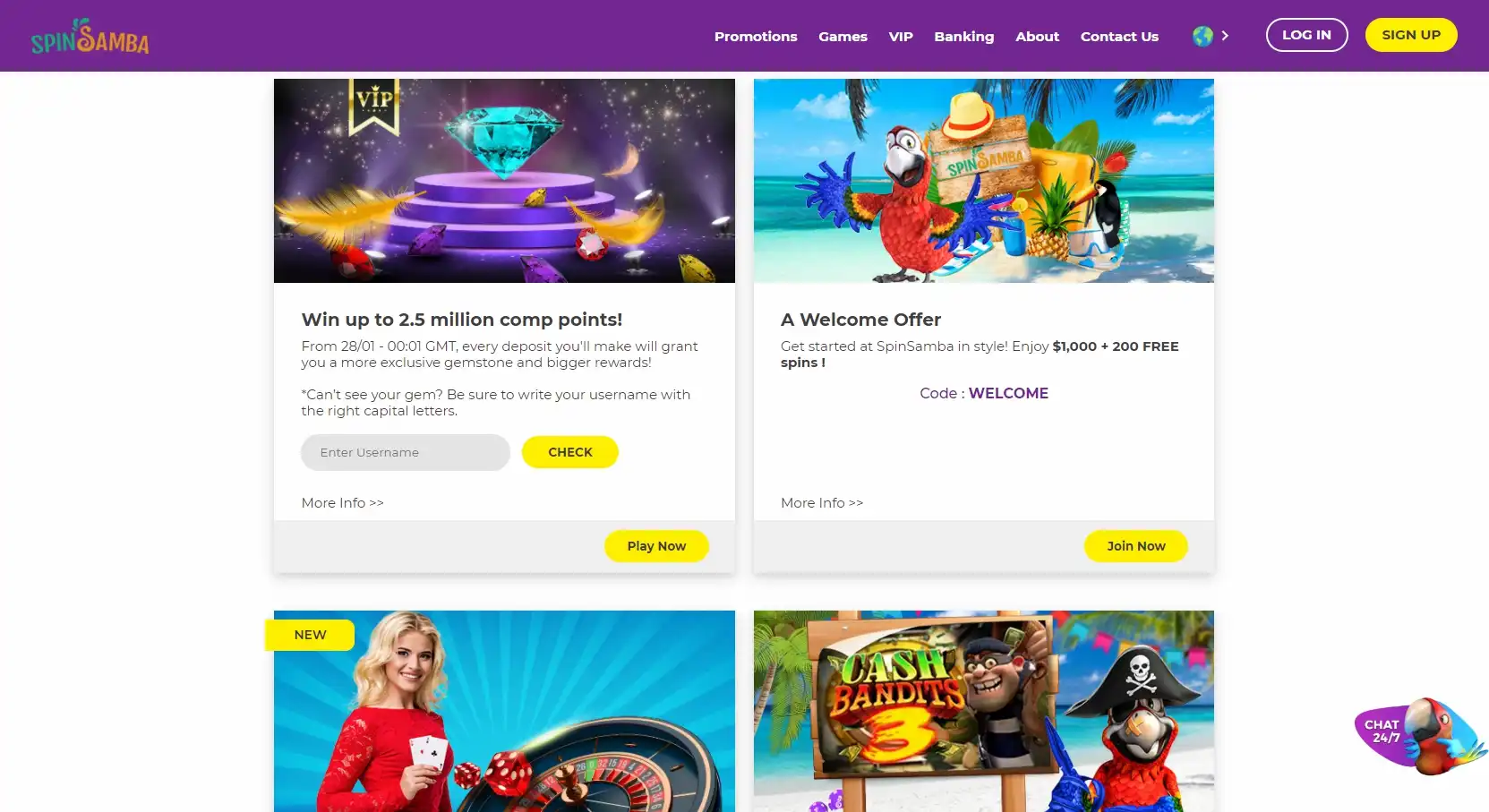 Spin Samba No Deposit Bonus