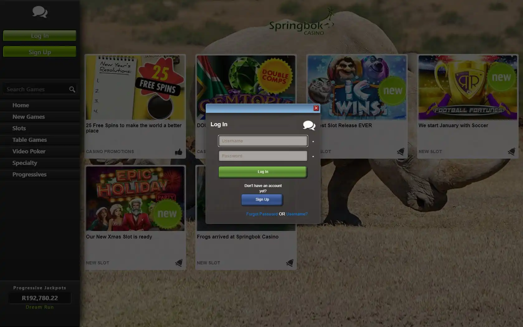 Springbok Casino Login