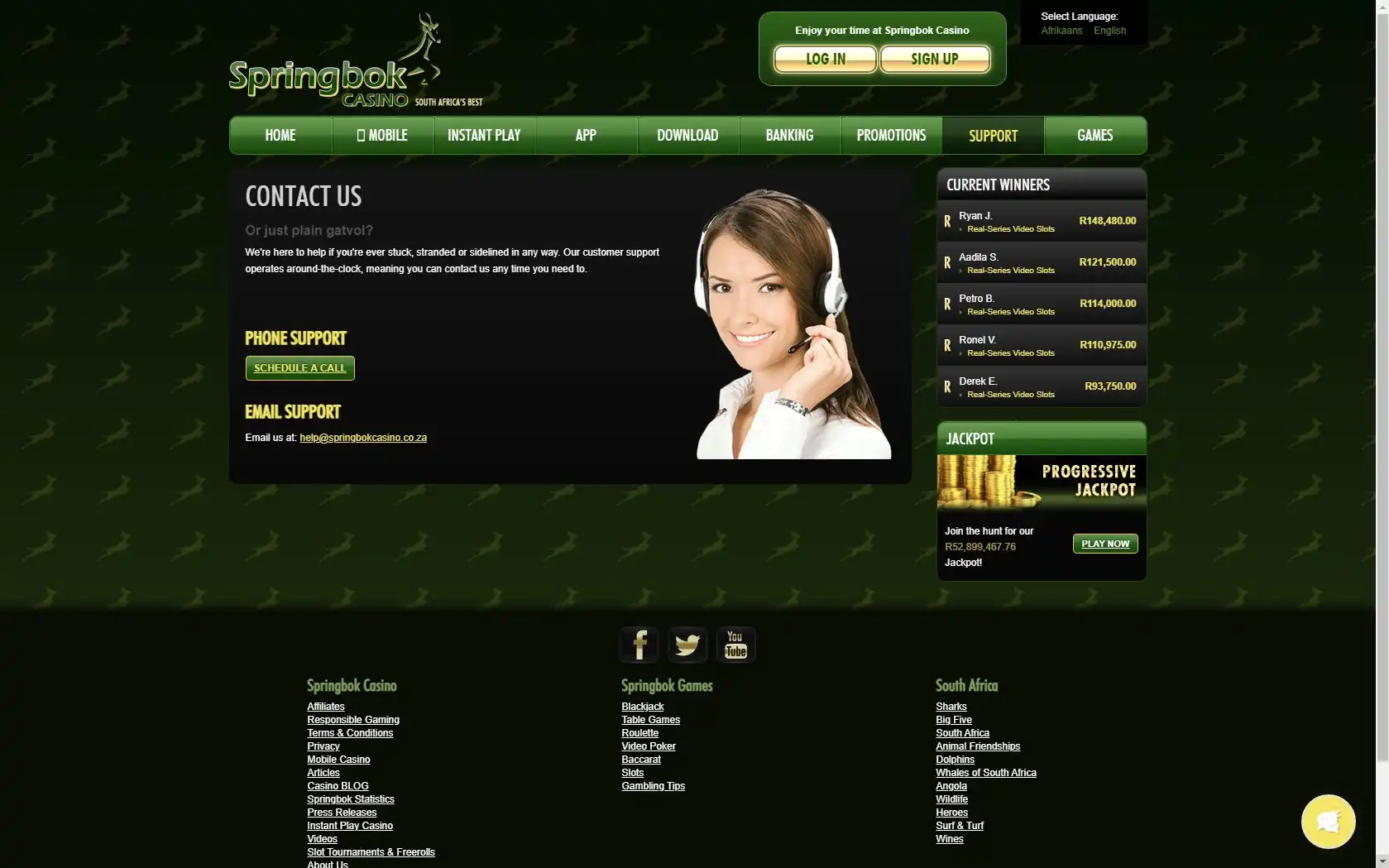 Springbok Casino Support