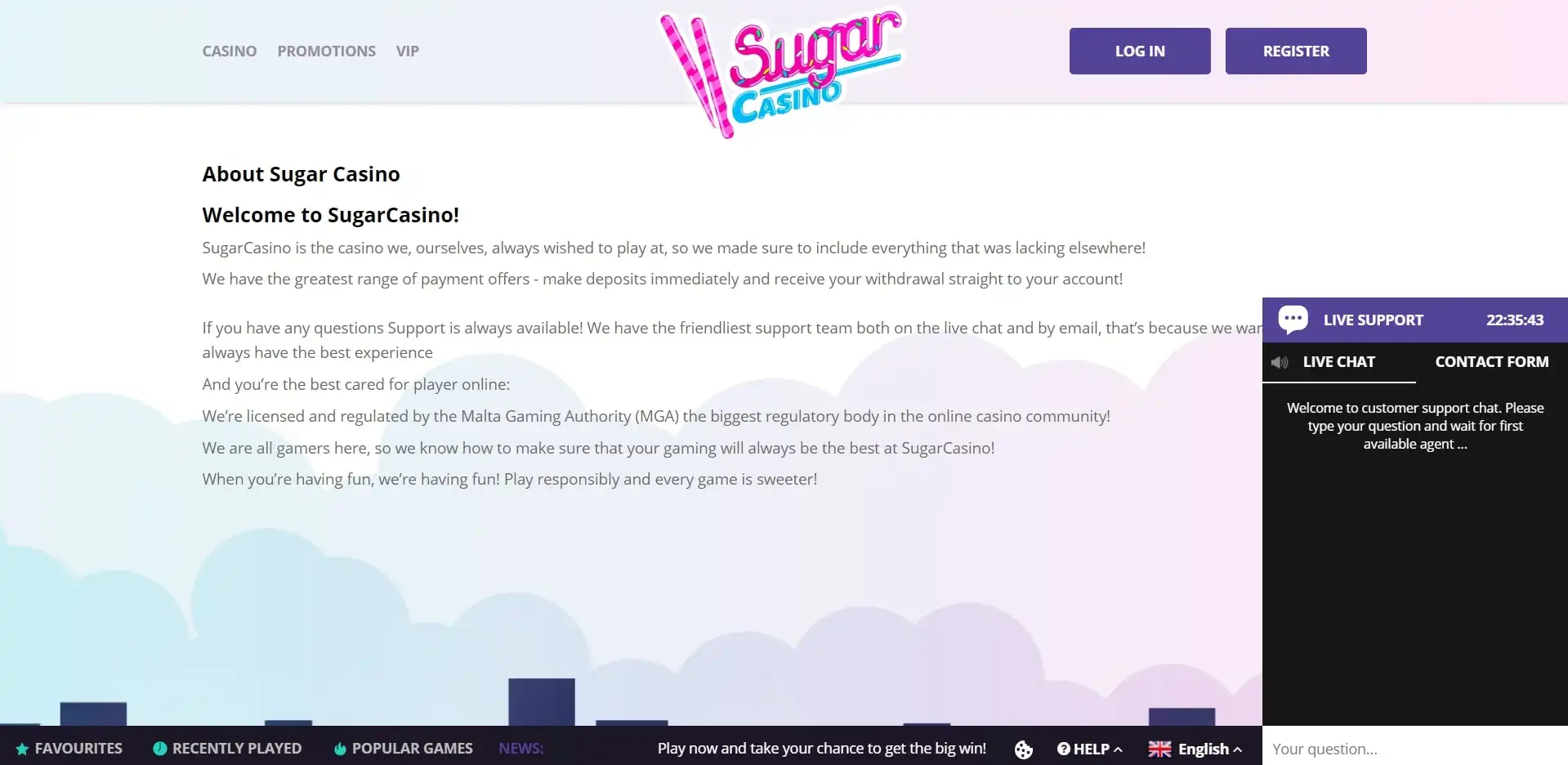 Sugar Casino Support