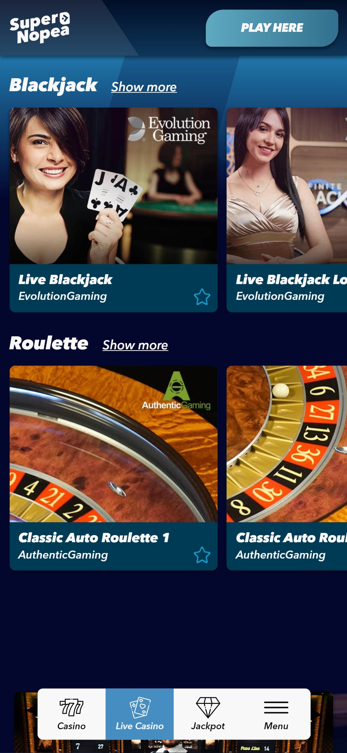 SuperNopea Casino Mobile Live Dealer Games Review