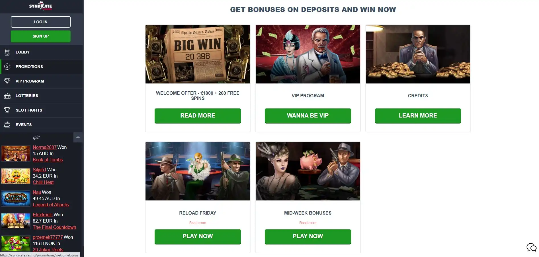 Syndicate Casino No Deposit Bonus
