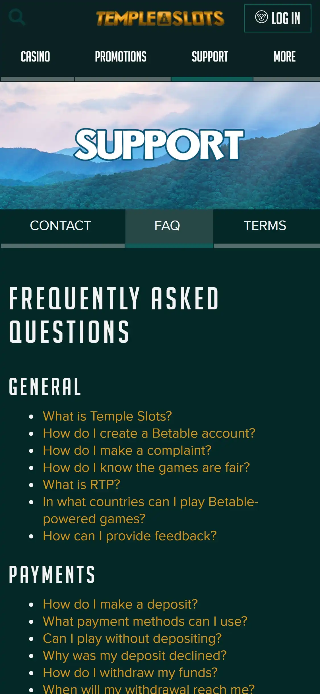 Temple Slots Casino Mobile Support Review