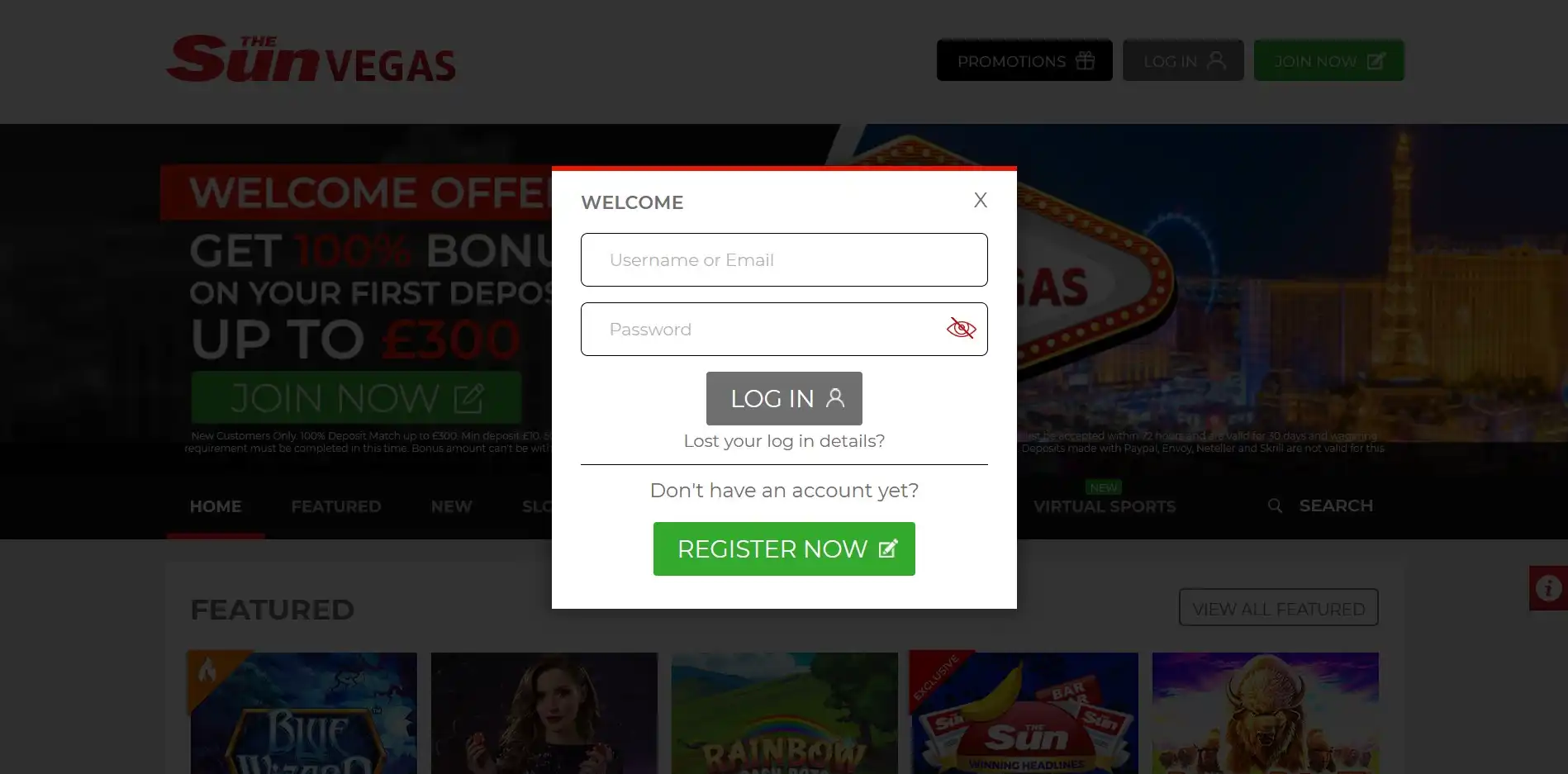 The Sun Vegas Casino Login