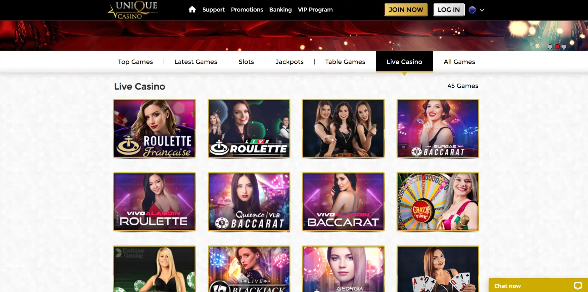 Unique Casino Live Dealer Games