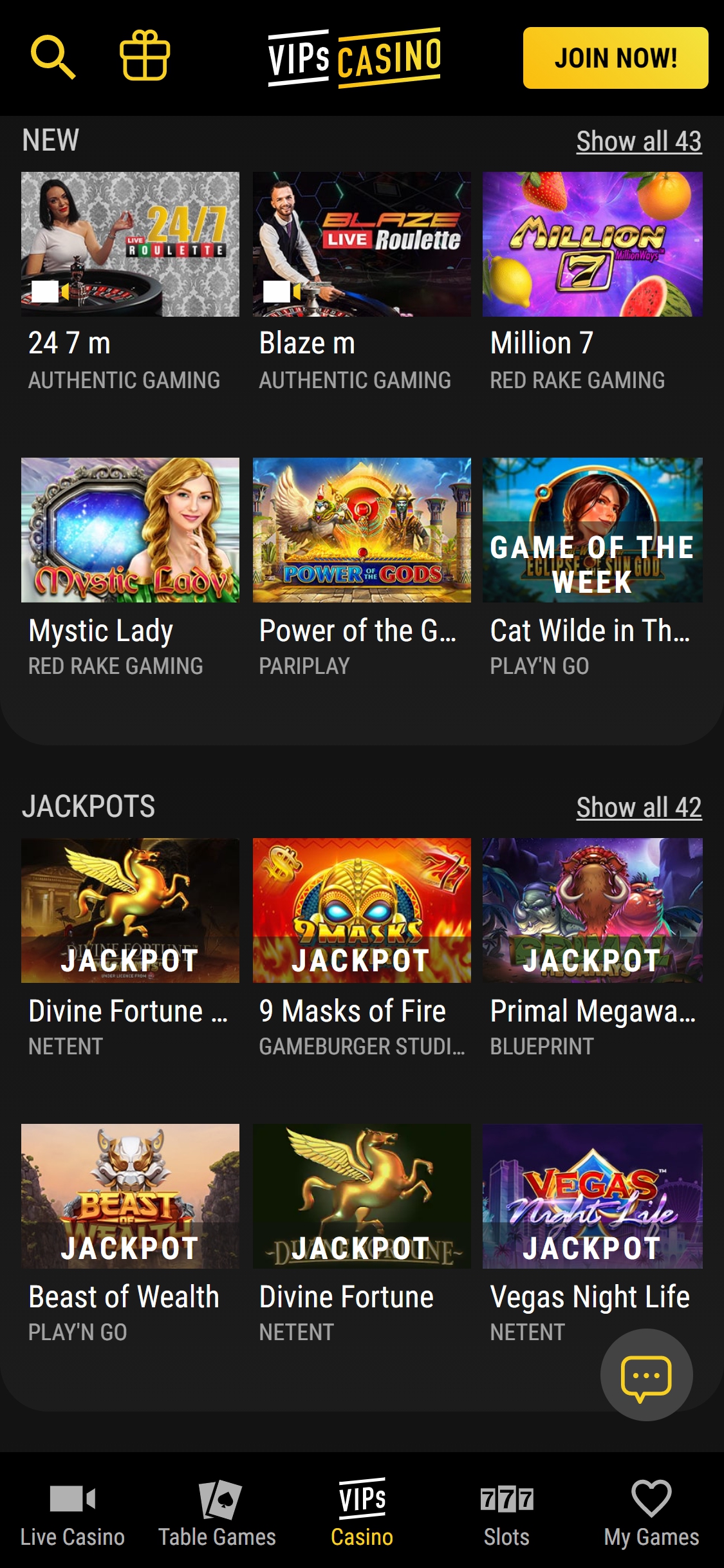 VIPs Casino Mobile Games Review