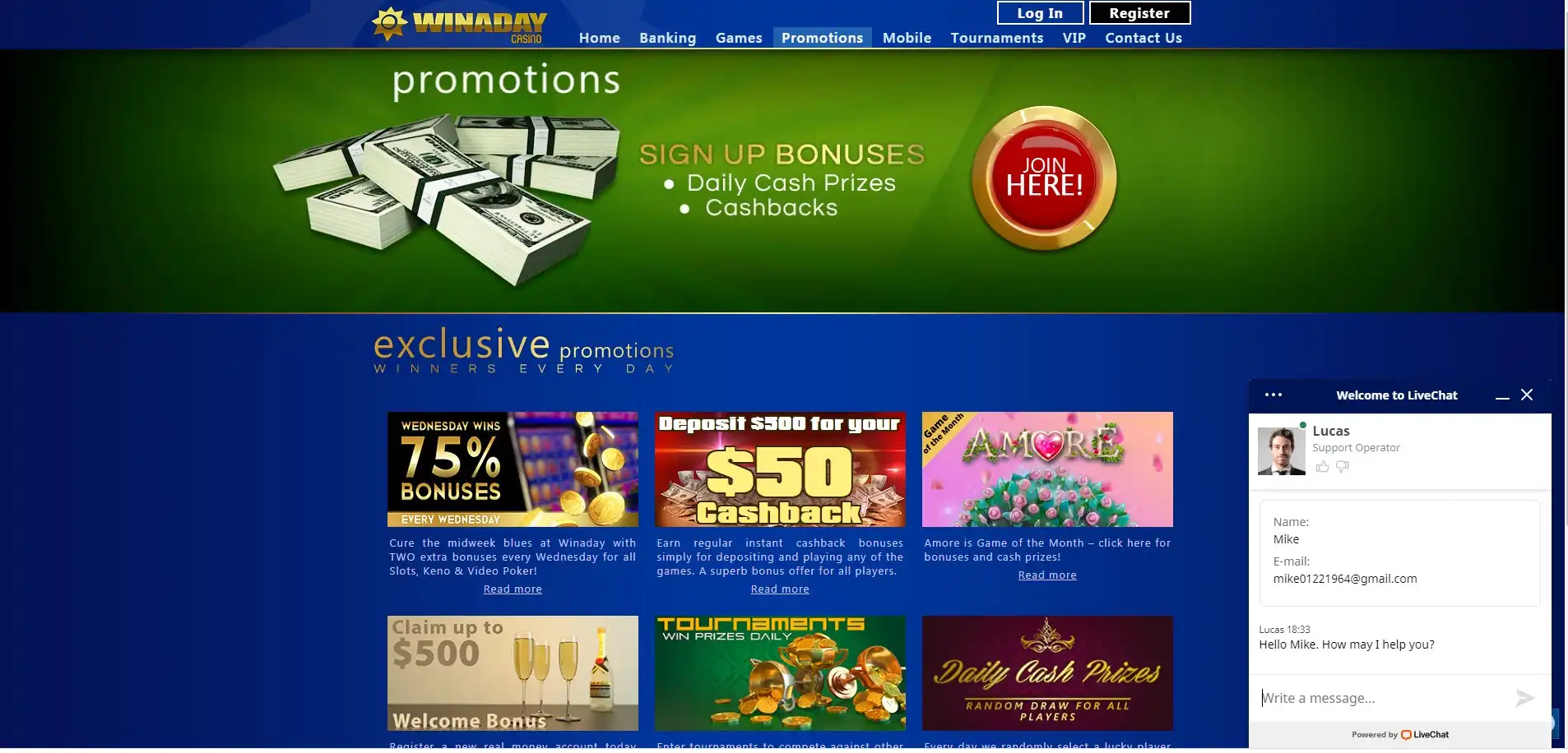 Win A Day Casino Support