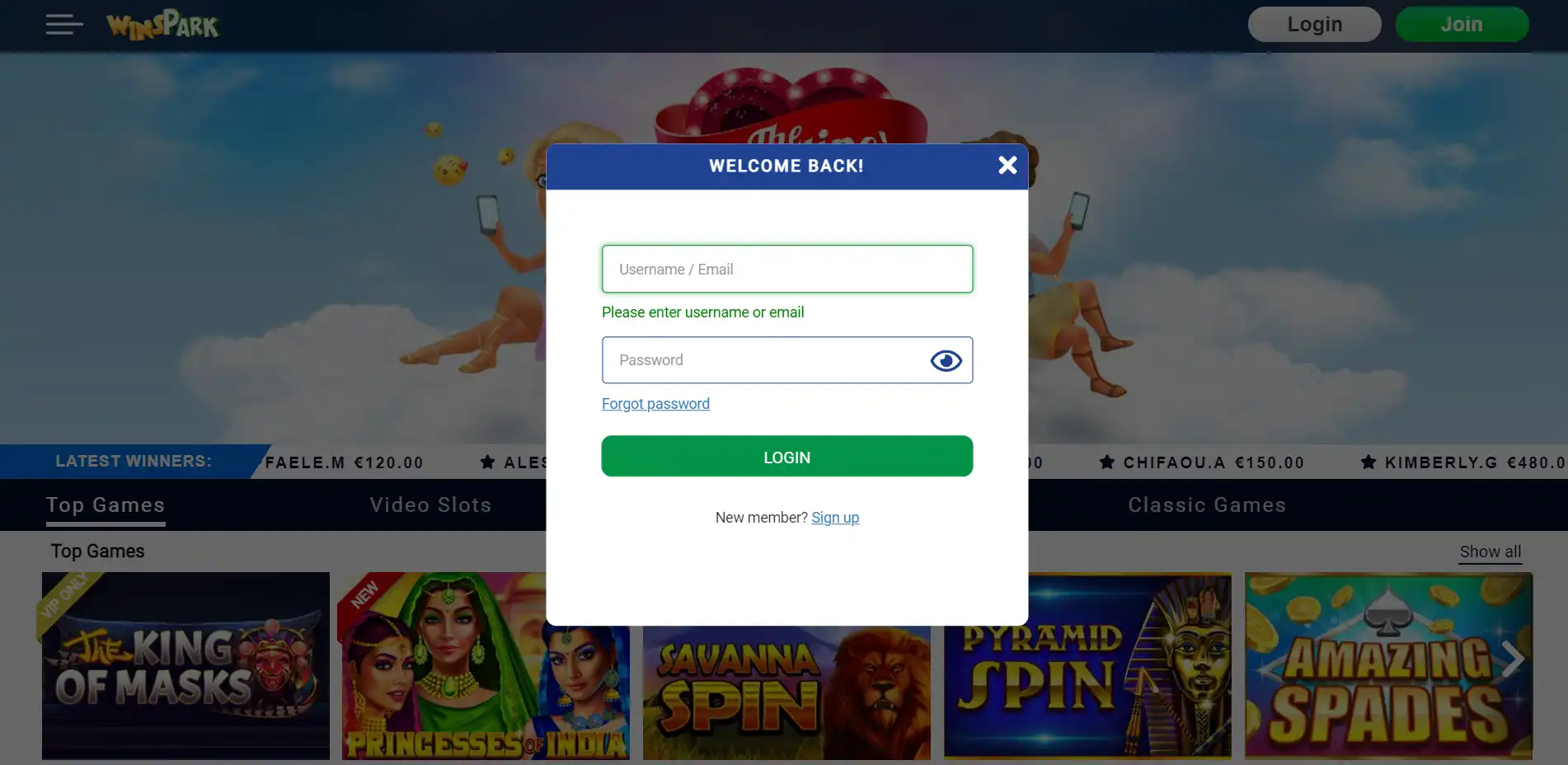 Winspark Login