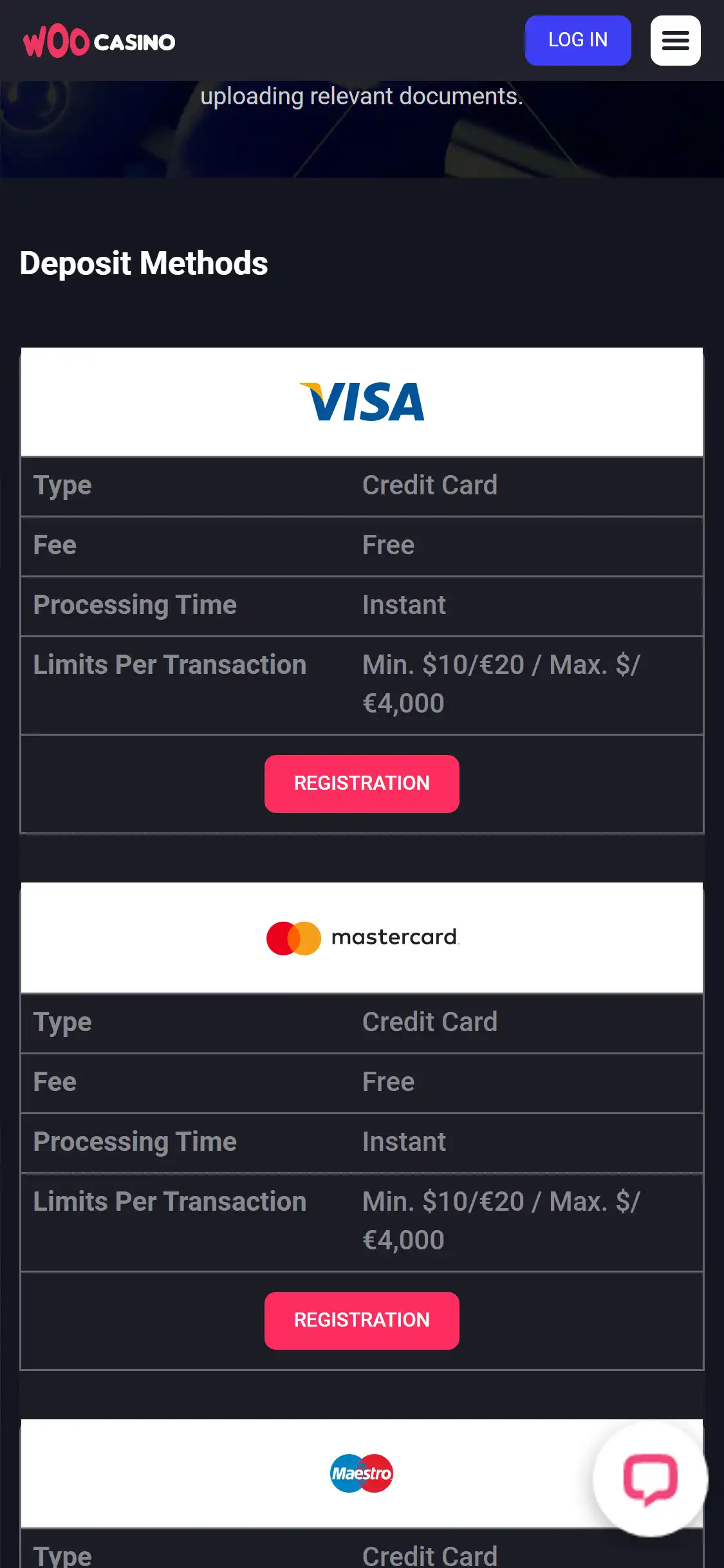 Woo Casino Mobile Payment Methods Review