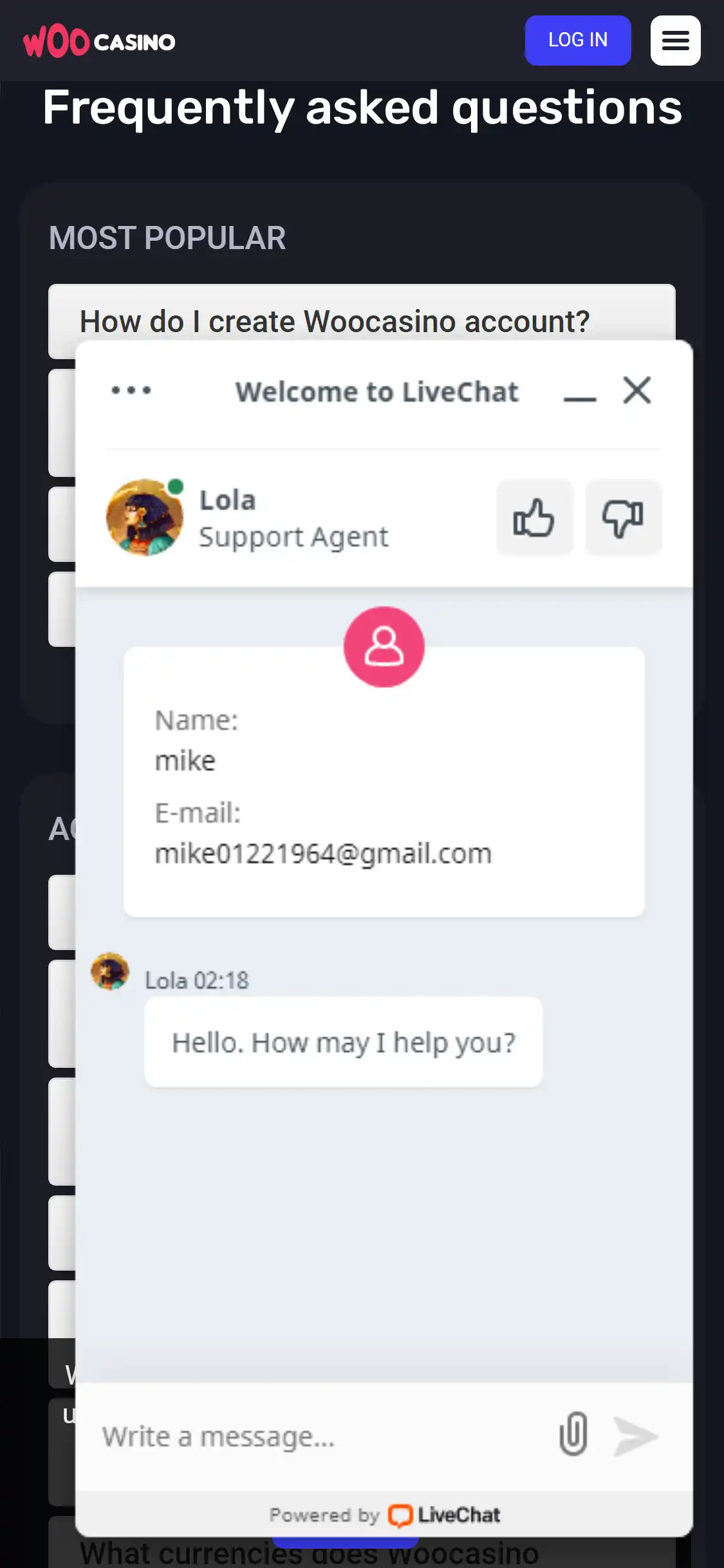Woo Casino Mobile Support Review