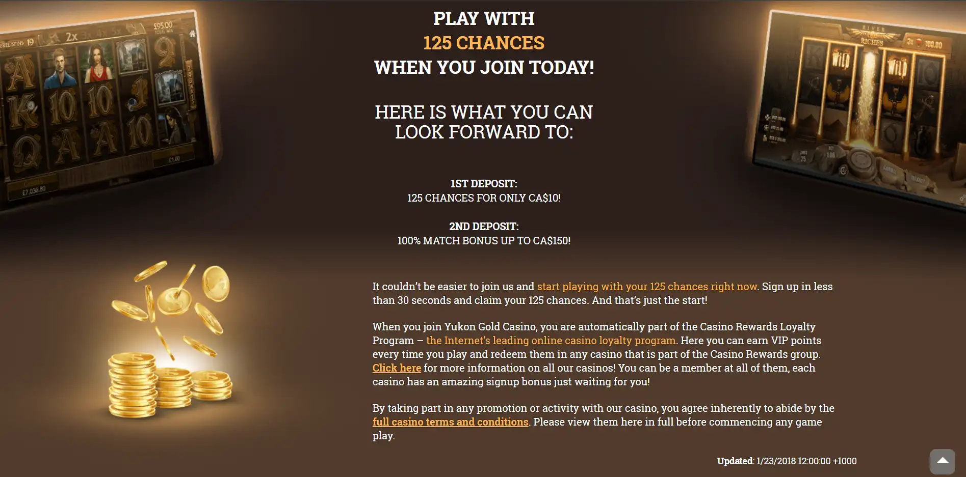 Yukon Gold Casino EU No Deposit Bonus