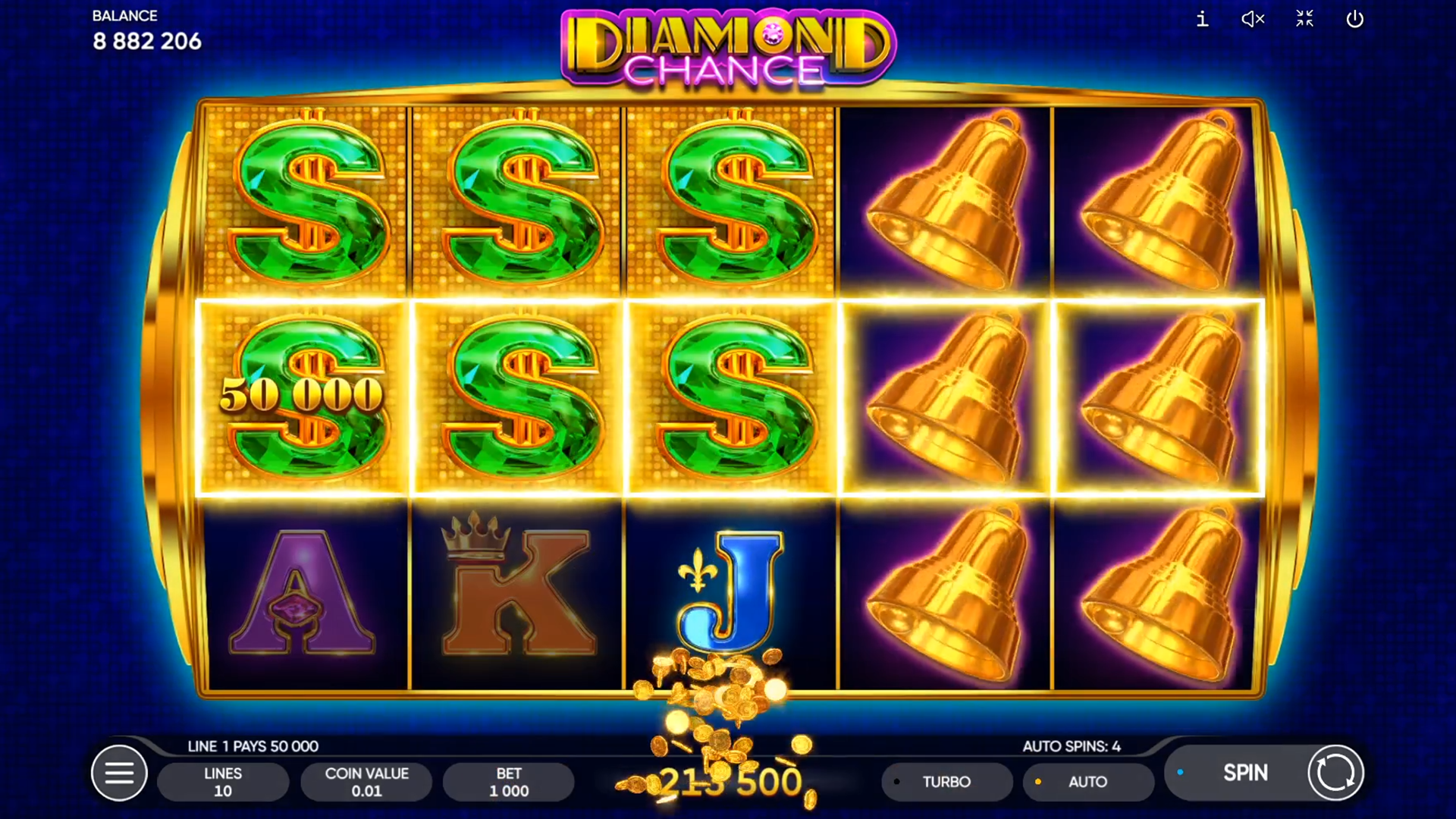 Win Money in Diamond Chance Free Slot Game by Endorphina