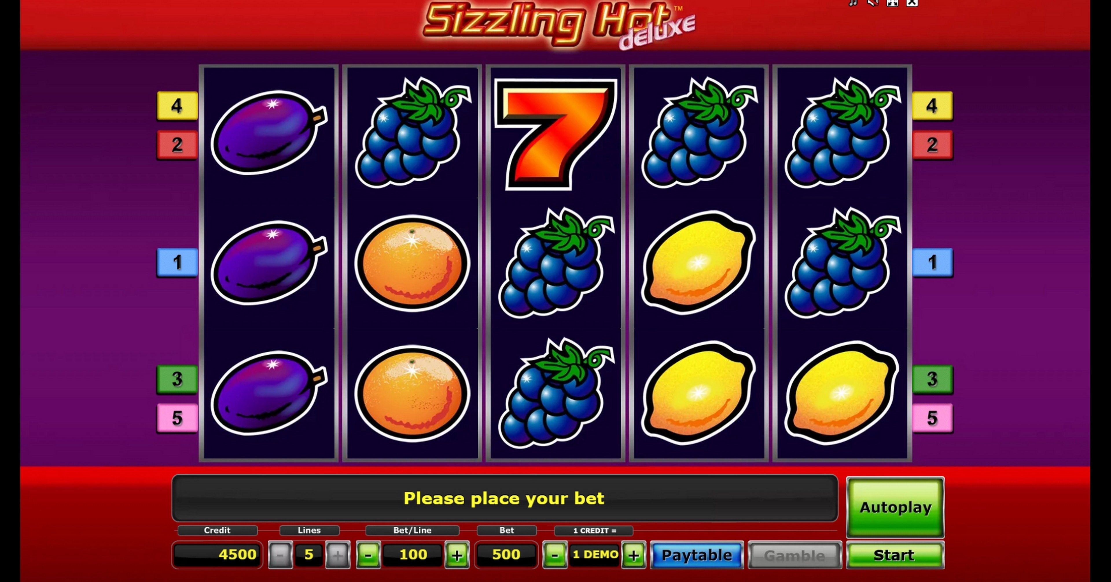 Reels in Sizzling Hot deluxe Slot Game by Greentube