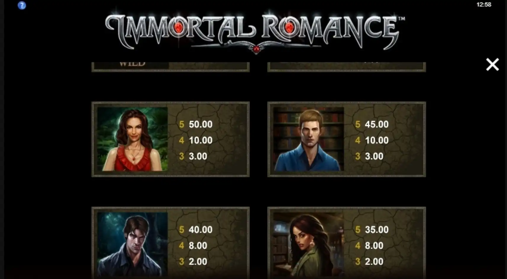 Info of Immortal Romance Slot Game by Games Global
