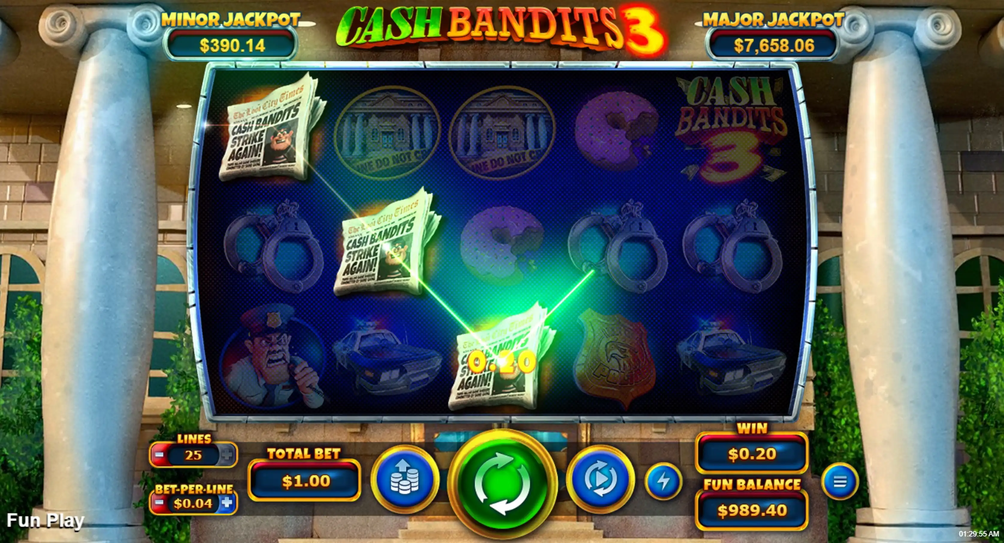 Win Money in Cash Bandits 3 Free Slot Game by RTG
