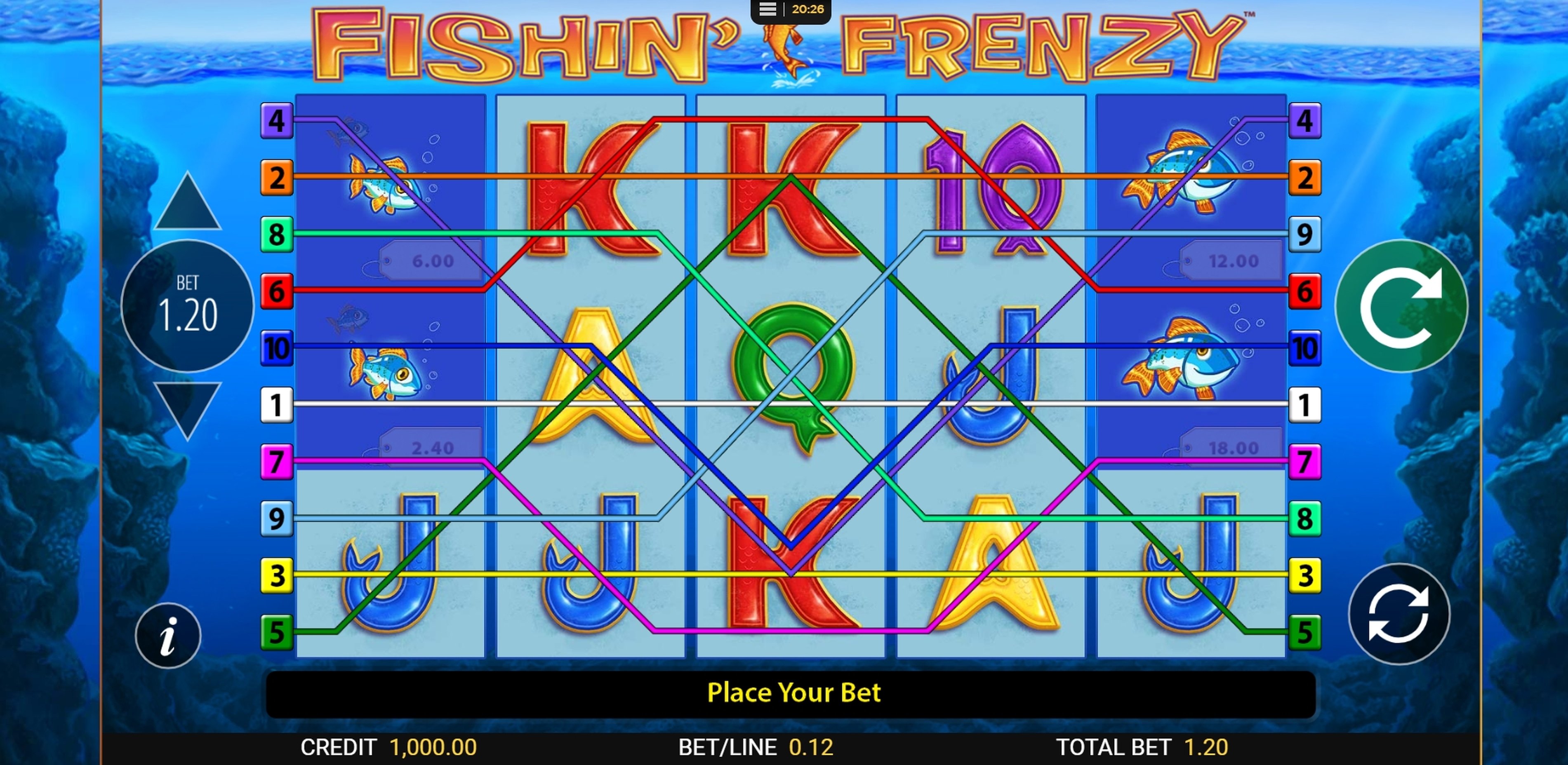 Reels in Fishin' Frenzy Slot Game by Reel Time Gaming